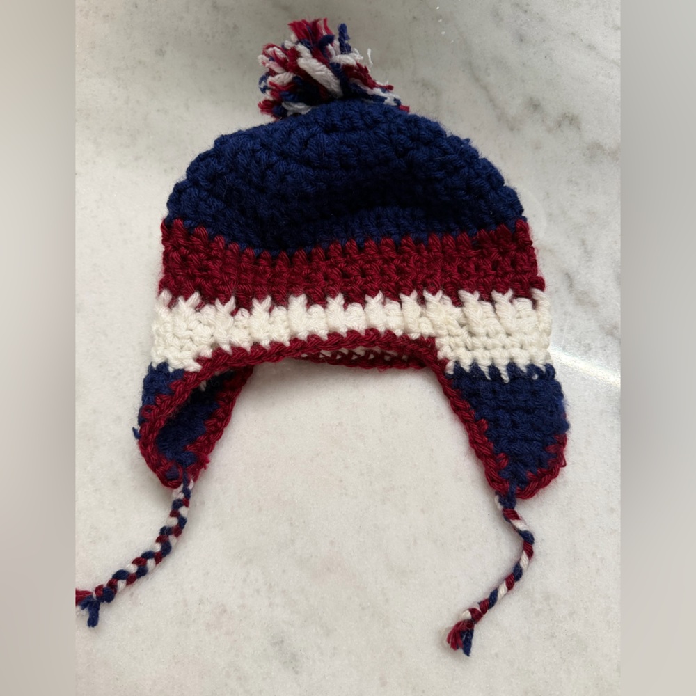Handmade Red, White, and Blue Kids Knit Hat